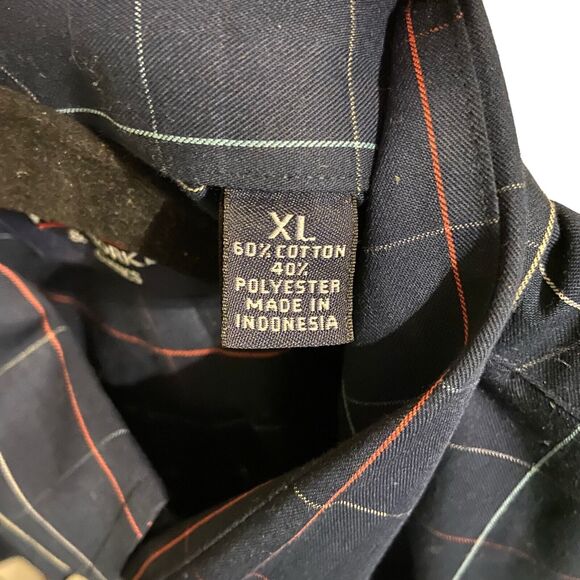 Roundtree & Yorke Men's 3XL Short Sleeve Button Down Red Blue Check Front Pocket - Picture 4 of 7